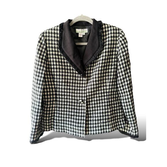 NWT Shomi Petites Houndstooth Black White Blazer Size 14 - Picture 3 of 12